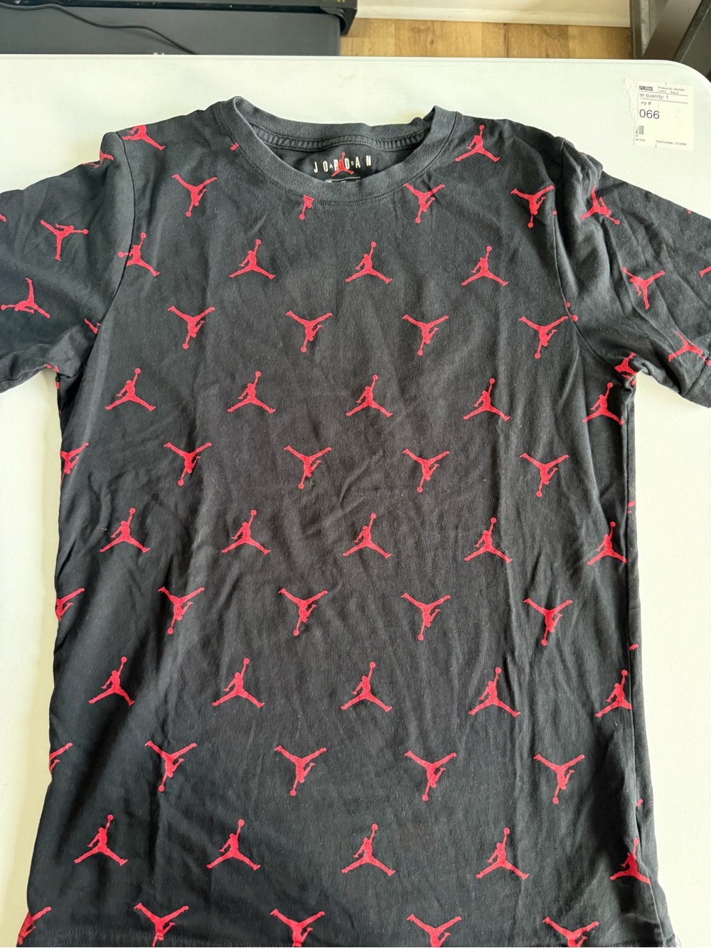 Jordan YOUTH Black Tee with Red Jumpman Pattern